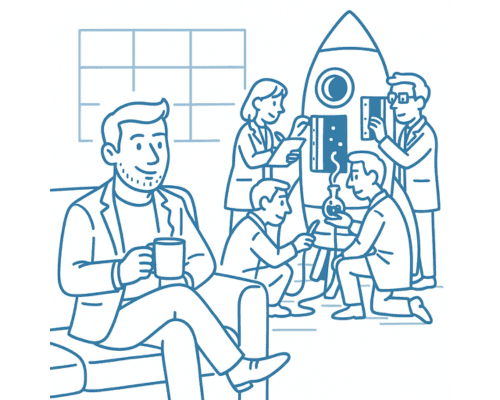 Rocket launch representing AI-powered organization